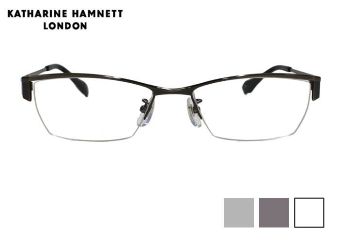 キャサリン ハムネット KATHARINE HAMNETT kh9221 チタン 伊達 度付き メンズ レディース スクエア ハーフリム ナイロール メガネ めがね 眼鏡 老眼鏡 遠近両用 53サイズ