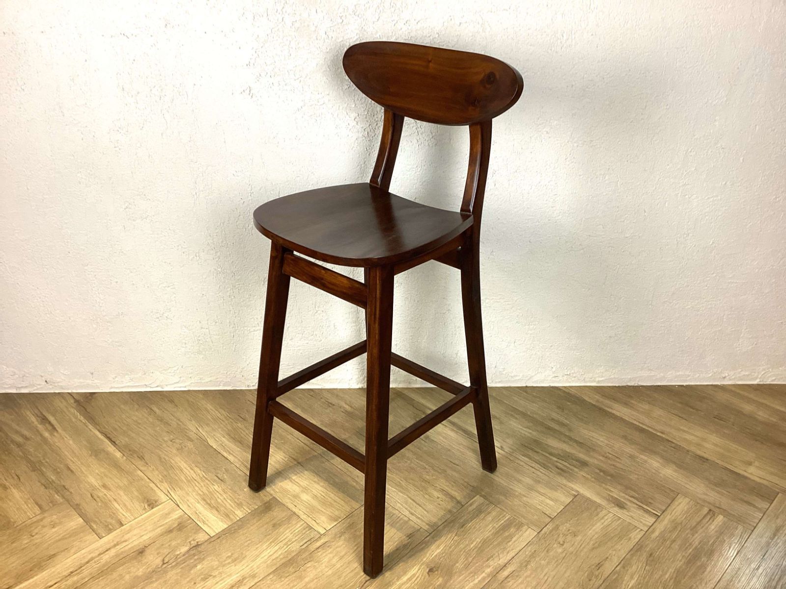 アンティーク調 マホガニー無垢 カウンターチェア ハイスツール cha-402-WAL