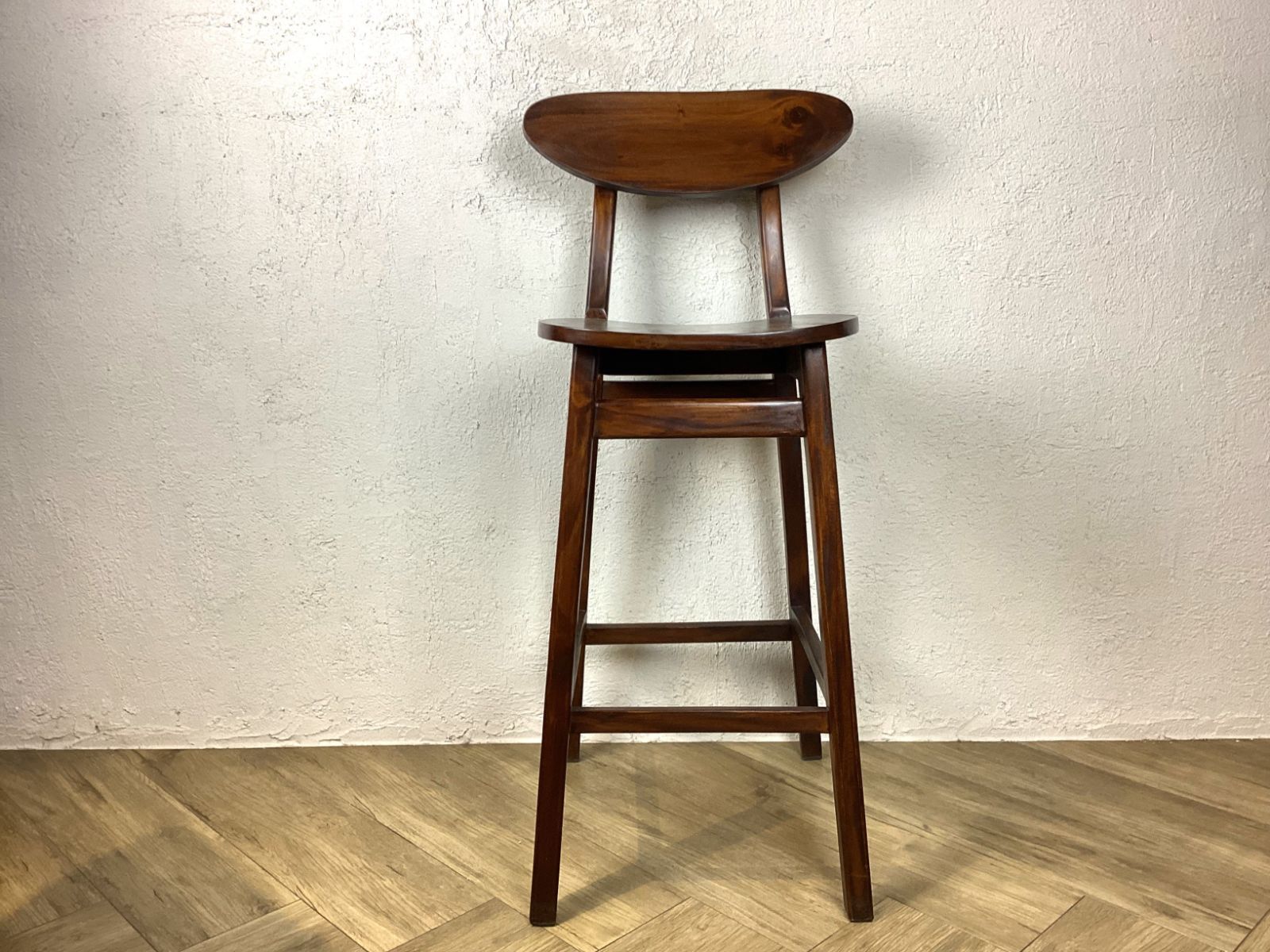 アンティーク調 マホガニー無垢 カウンターチェア ハイスツール cha-402-WAL