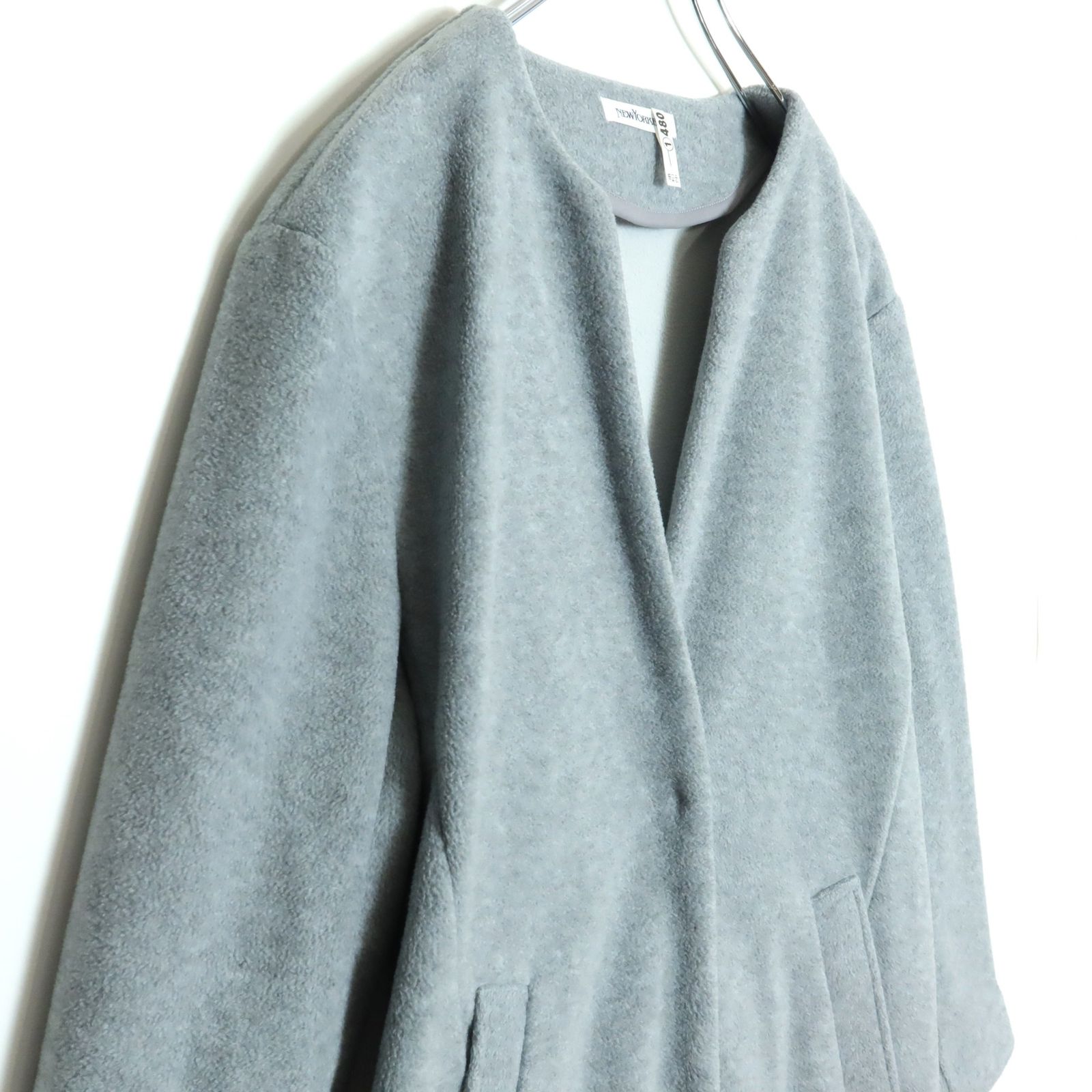 ニューヨーカー コート はおりもの サイズM ライトグレー系 厚手 無地 z15977