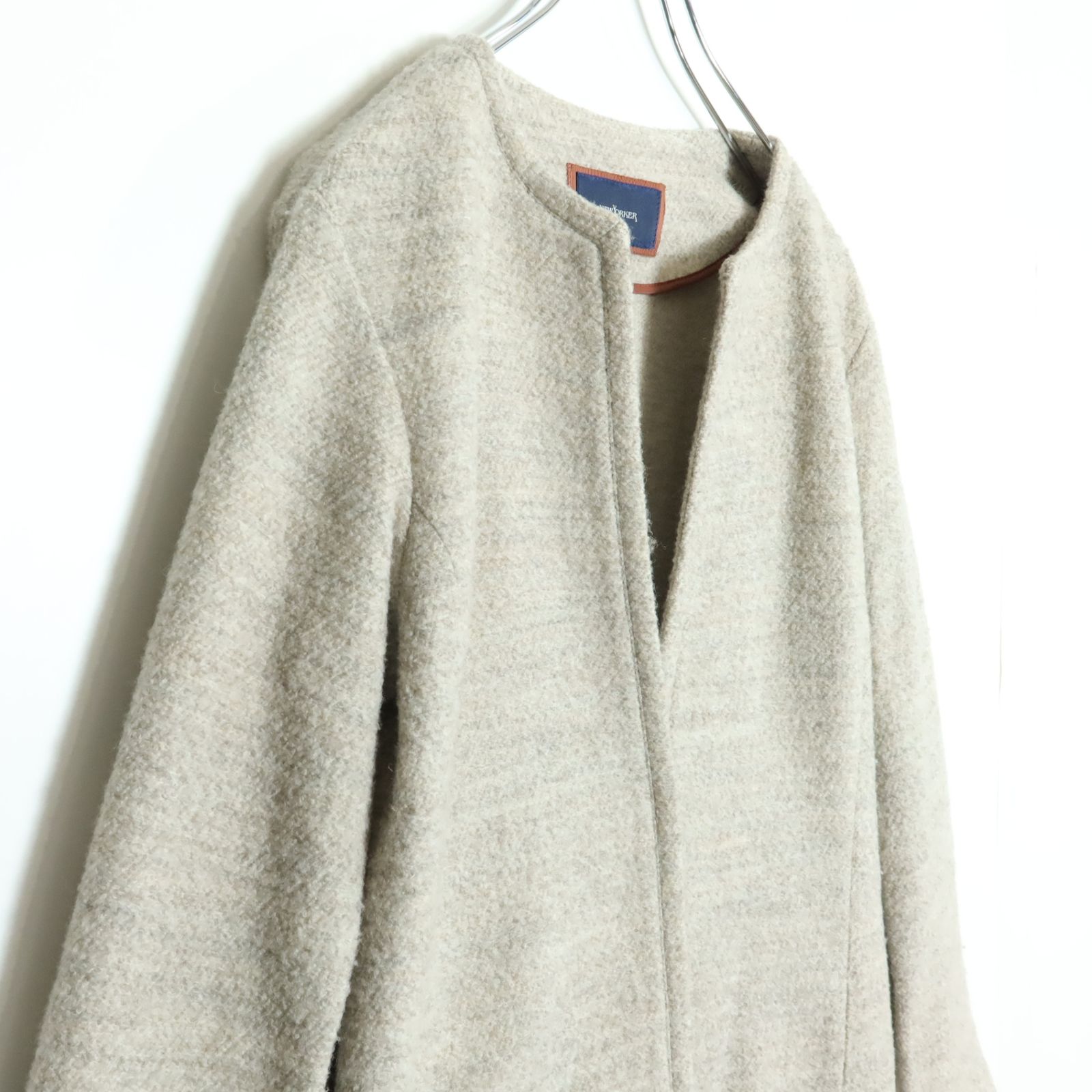 ニューヨーカー コート はおりもの サイズ9号 グレージュ系 あったかウール混 厚手 z15976