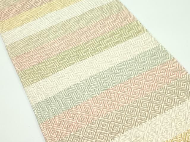 平和屋本店□極上 伊兵衛織 工芸手織 八寸名古屋帯 入子菱 逸品