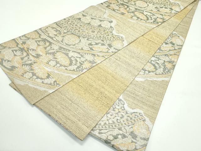 平和屋本店■極上　桝屋高尾　ねん金綴錦　両面　六通柄袋帯　アジャンタ僧窟文　銀糸　逸品　未使用　CZAA4372s5 平和屋本店□極上 桝屋高尾 ねん金綴錦 両面 六通柄袋帯 アジャンタ僧