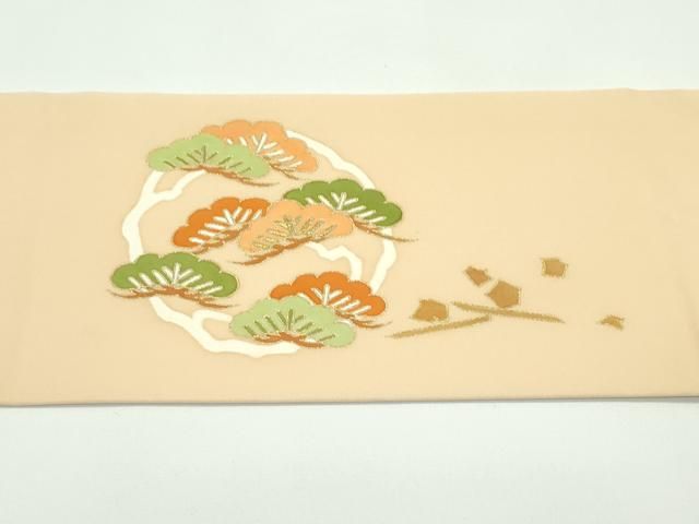 平和屋本店□極上 銀座 志ま亀 塩瀬 九寸名古屋帯 駒刺繍 松梅 冊子文