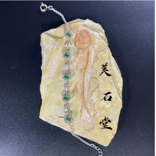 最 緑色天然翡翠腕輪 鑑別書付き ひすいブレスレット 可愛い