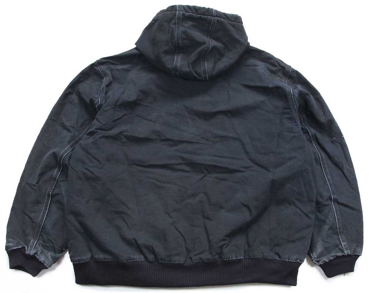 00s carharttカーハート キルティングライナー ダック地 アクティブジャケット パーカー 黒 フェード 特大 ワーク ビッグサイズ