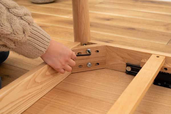 天然木 アッシュ の 伸長式 エクステンション ダイニングテーブル W120 150×D80×H72cm No.511 ナチュラル MARWIL-DEMENAGEMENTS_CH