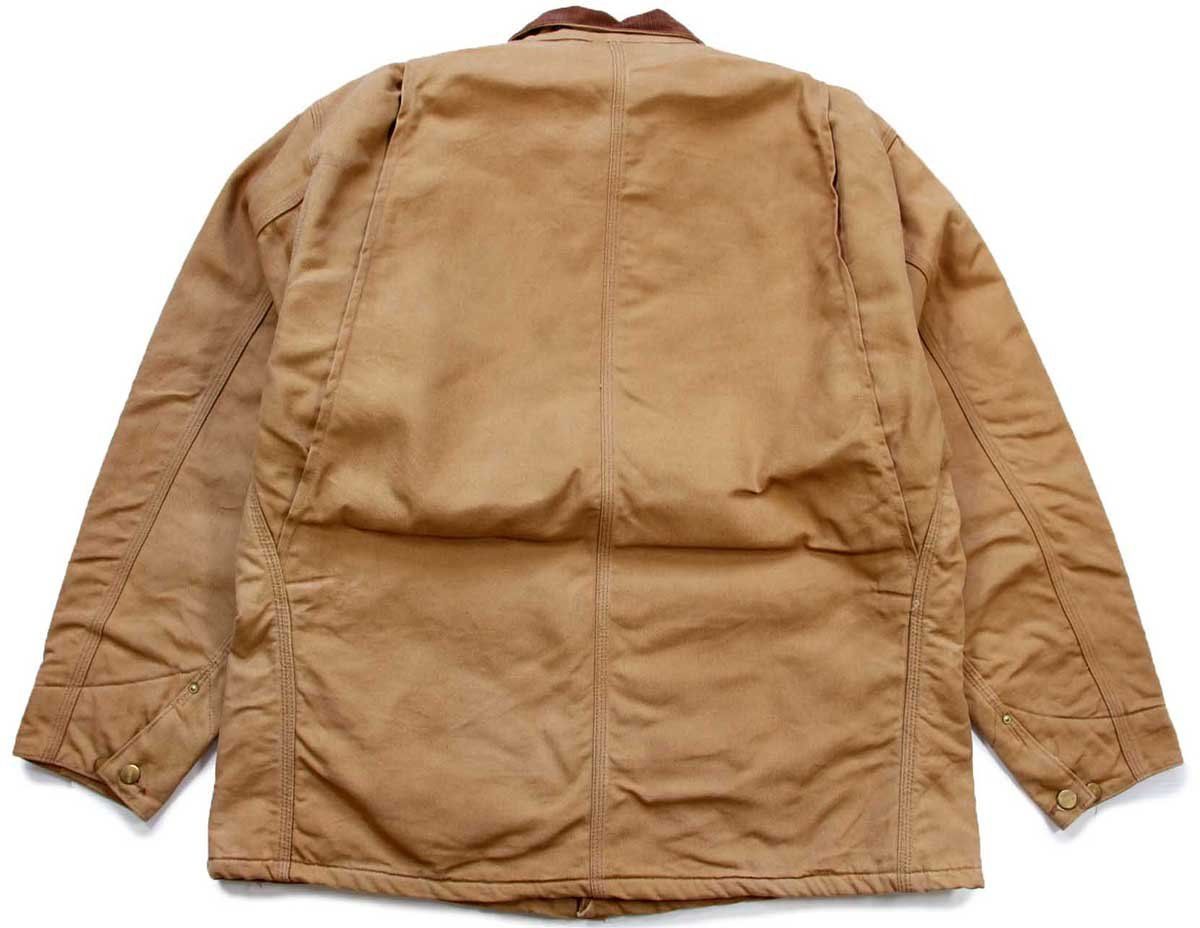 90s carharttカーハート ブランケットライナー ダック地 チョアコート カバーオール 茶 46 特大 ビンテージ ワーク ビッグサイズ