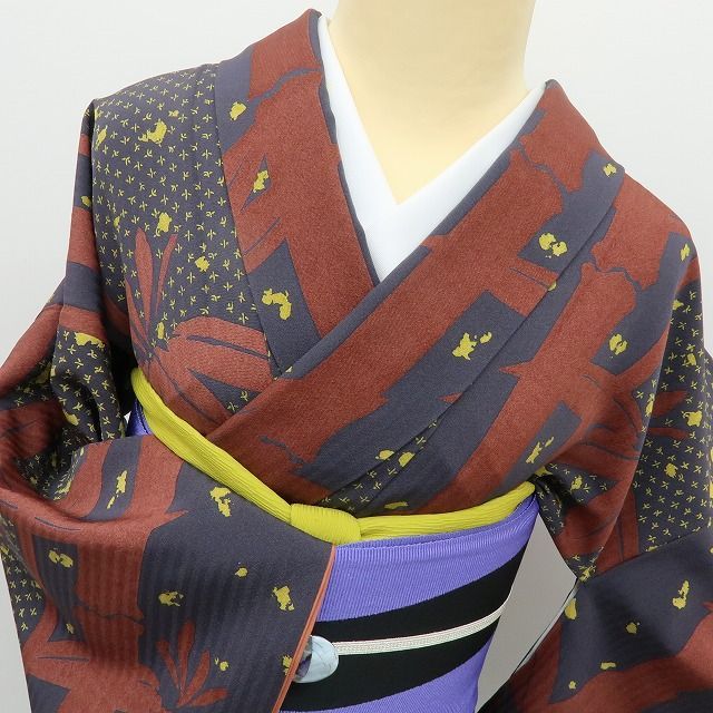  六花 RIKKA 正絹 竹 トールサイズ 手縫い 小紋 着物 A 3751 小紋 着物