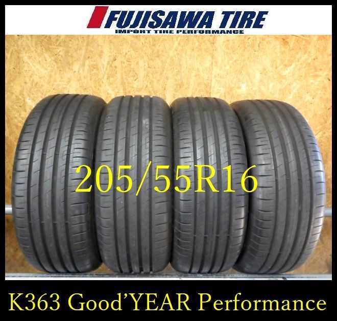 K363 送料無料 ◆2021年製造 約8部山◆Good YEAR EfficientGrip performance◆205|55R16◆3本