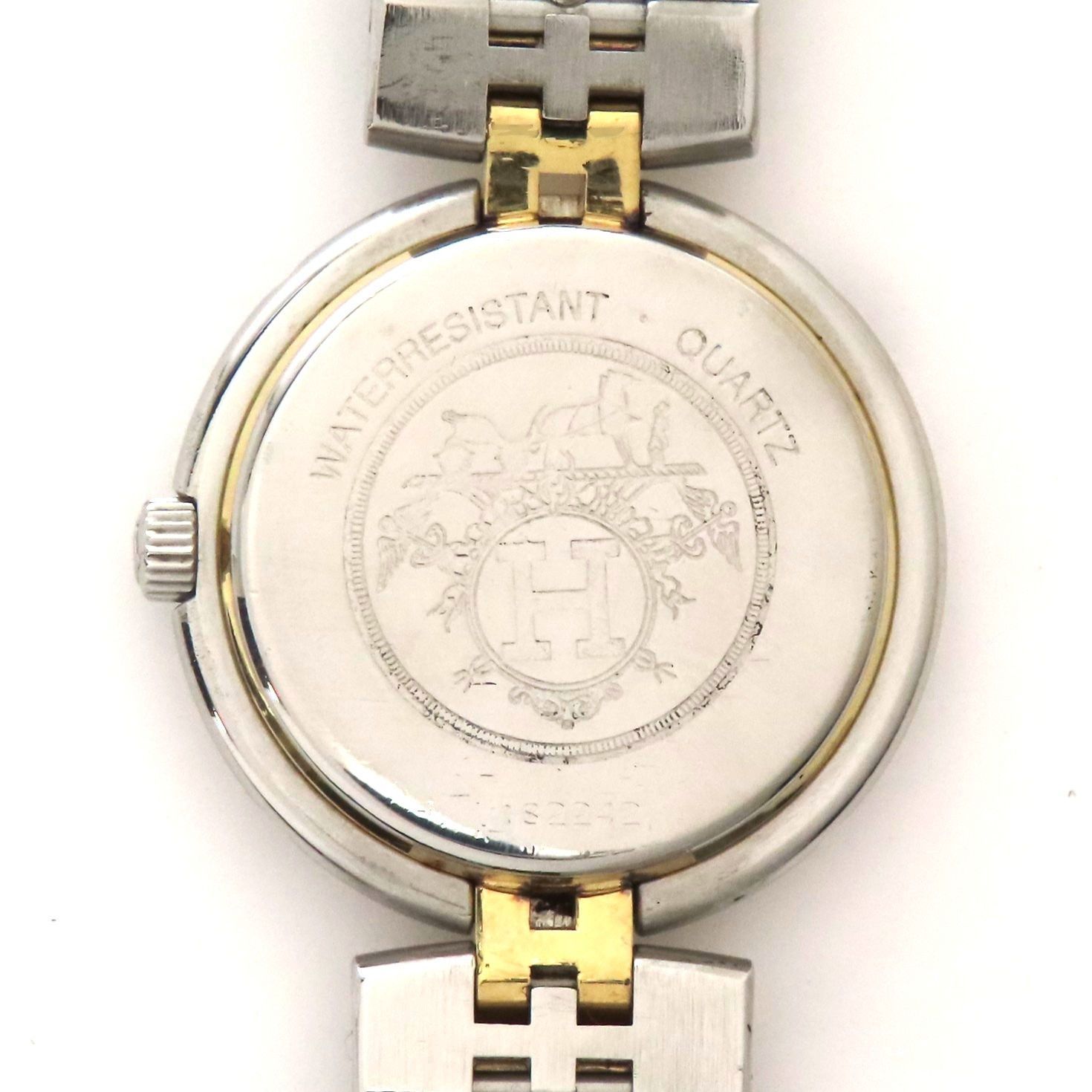 稼働品 HERMES エルメス クリッパー レディース クオーツ 腕時計 あまりゴマあり 純正ステンレスバンド