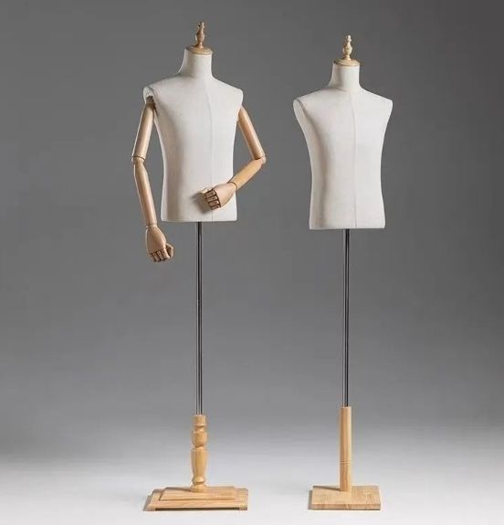 メンズマネキン アーム付き木製トルソー ホワイト 店舗什器 メンズ