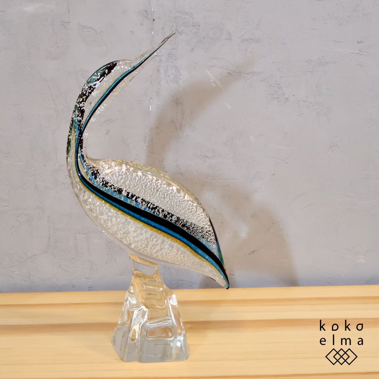 イタリア Zannetti ザネッティ社 ガラスオブジェ 置物 アート 硝子 ムラーノガラス 鳥 エレガント ベネチアングラス 上品 優雅