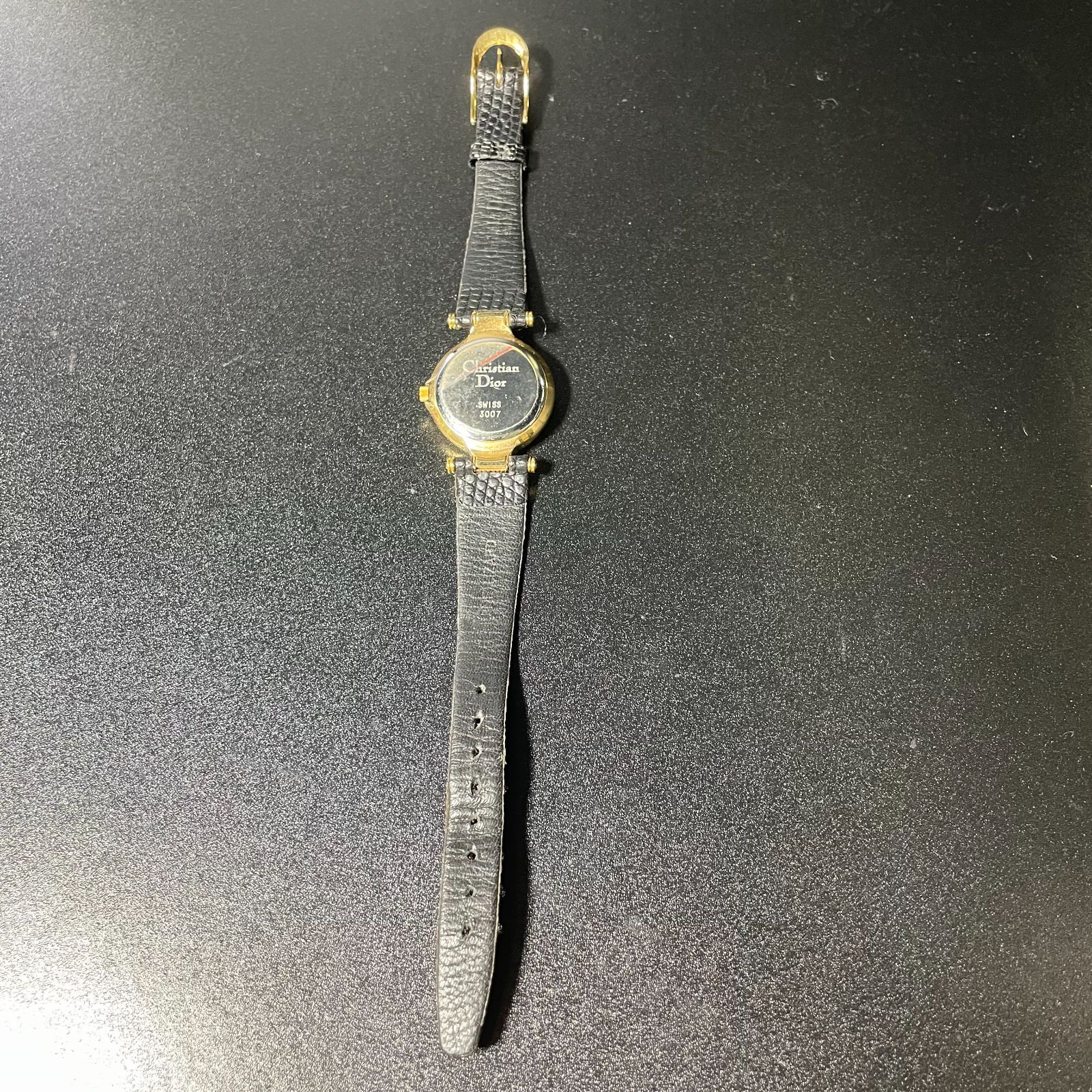 ディオール 3007 レディース 腕時計 SS/レザー クォーツ QZ ブラック文字盤 【中古】 bt1734