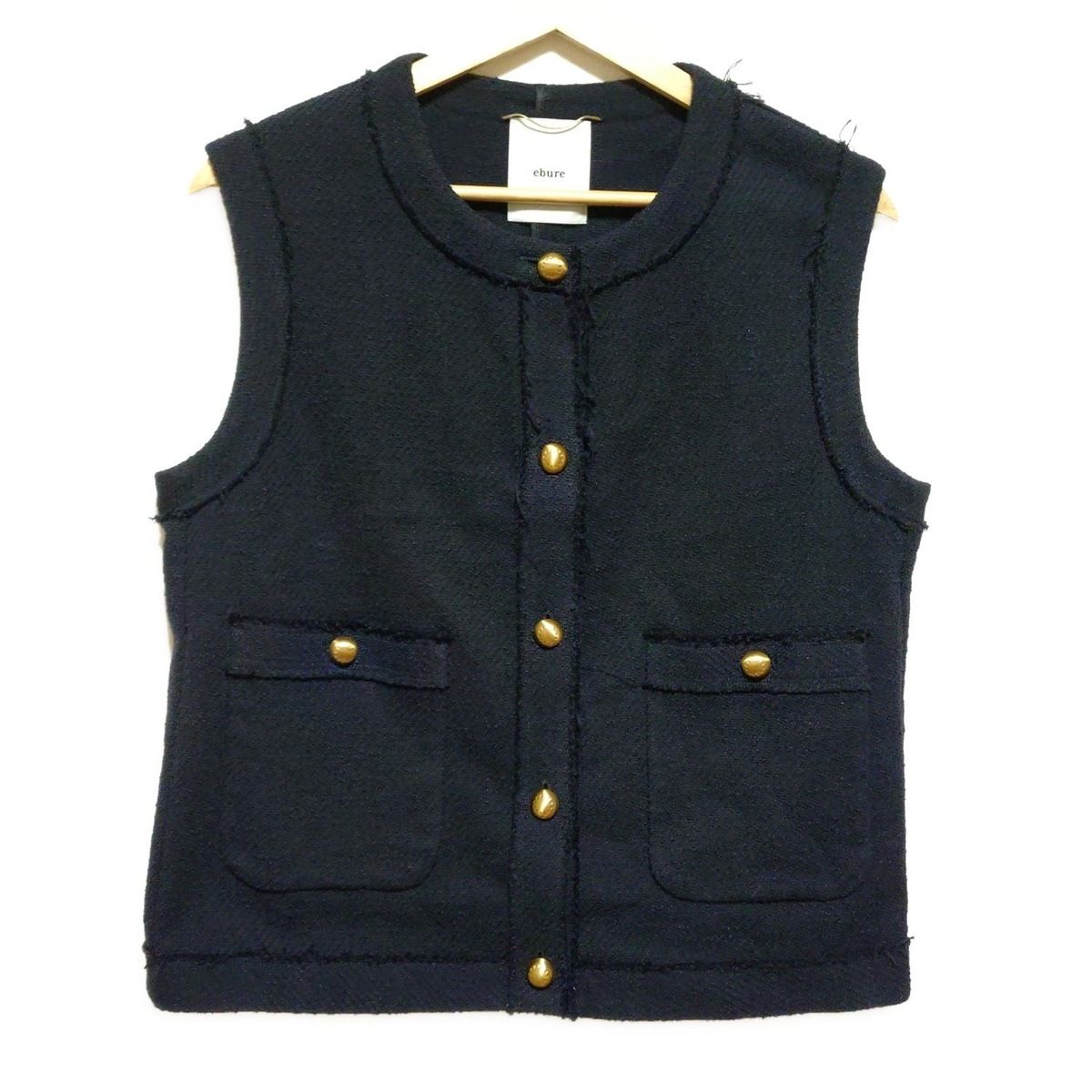 ebure エブール ベスト サイズ38 M レディース - ダークネイビー ツイード