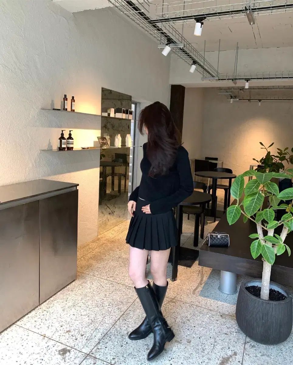 1次 Le Plein リボンニット マーガレット プリーツ ブラック s