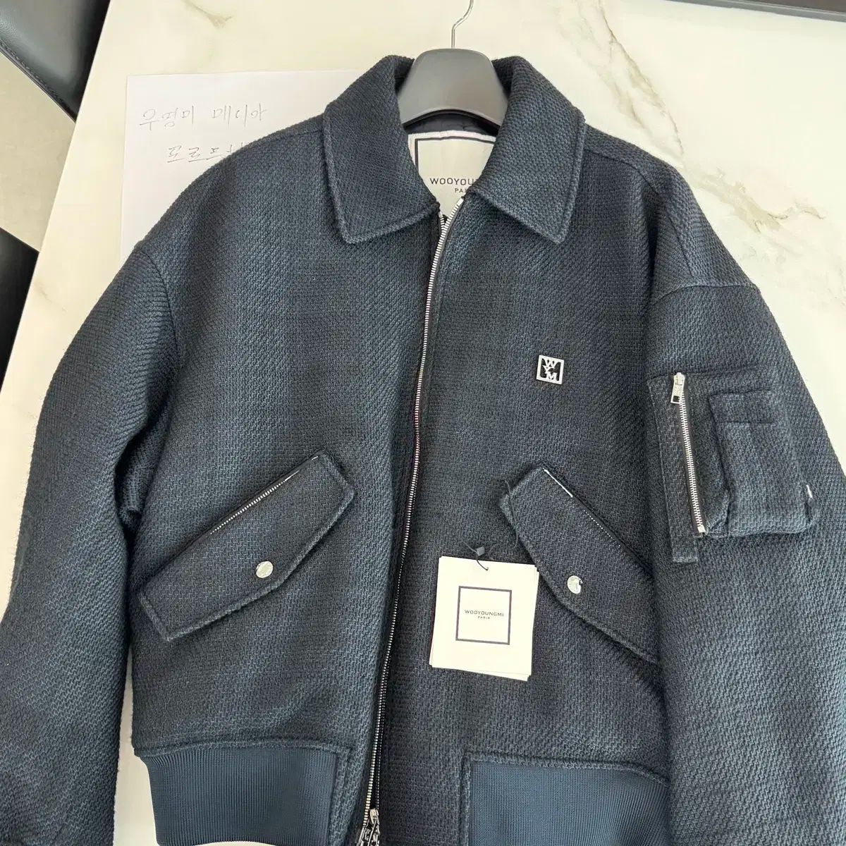 46 ウーヨンミ ネイビー ツイード ma-1