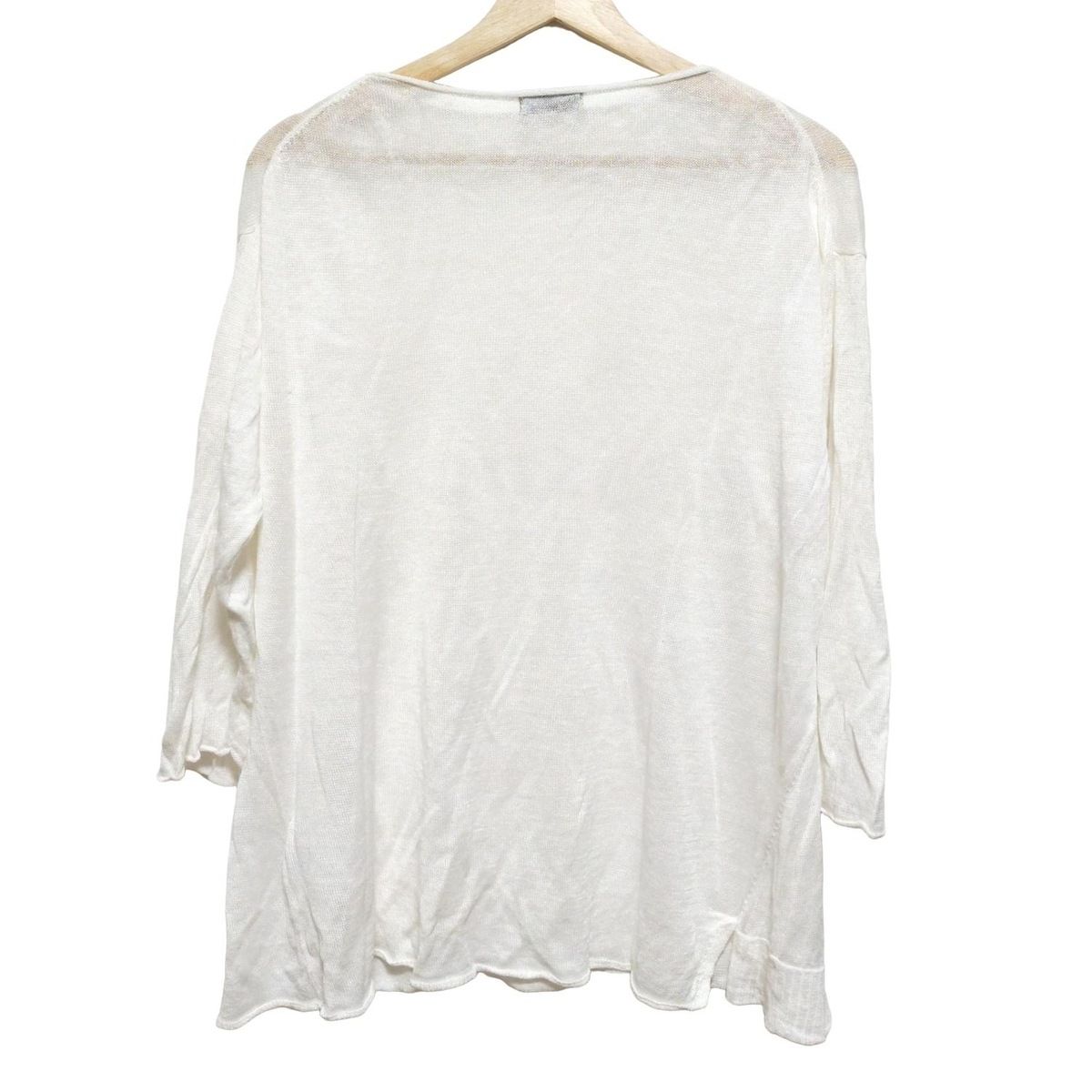Plantation プランテーション チュニック サイズ2 M レディース - アイボリー クルーネック 七分袖 麻 シースルー