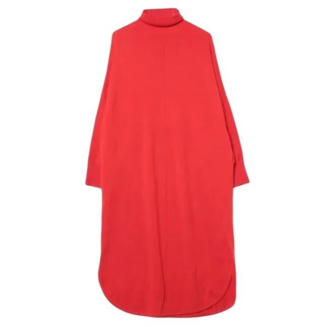 アダムエロペ タートルポンチョワンピース ロング ポケット レッド