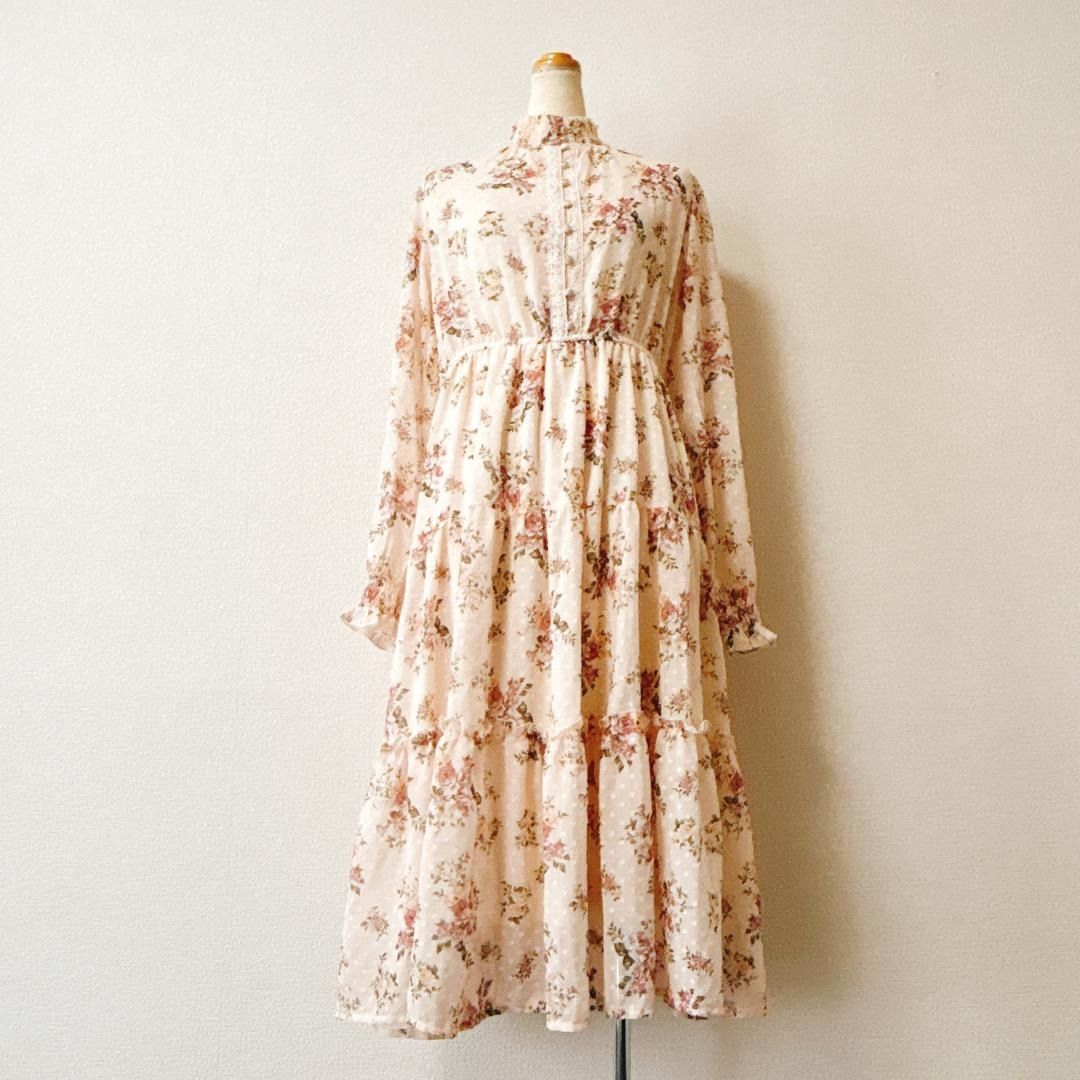 axes femme アクシーズファム フローラルワンピース スタンドネック