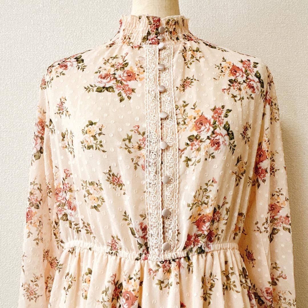 axes femme アクシーズファム フローラルワンピース スタンドネック