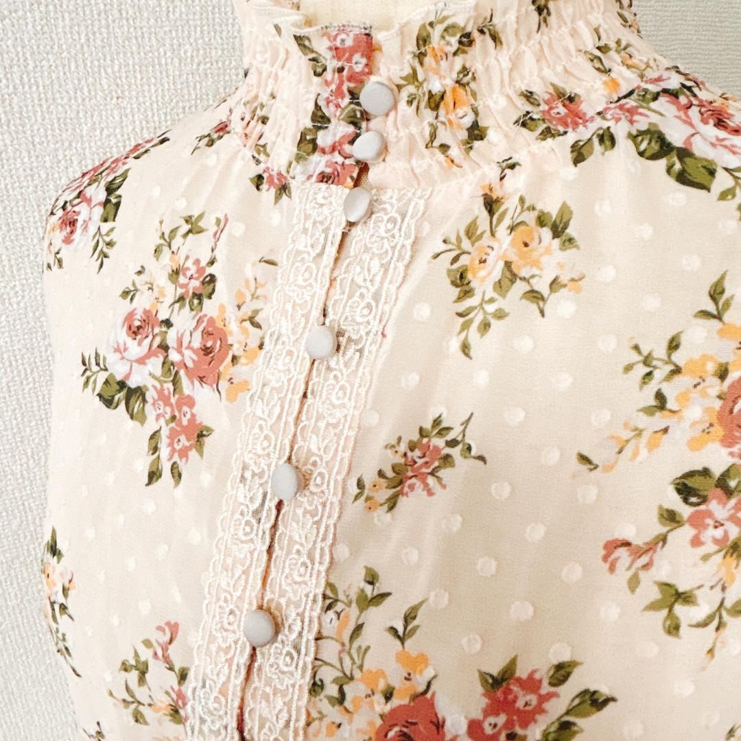 axes femme アクシーズファム フローラルワンピース スタンドネック