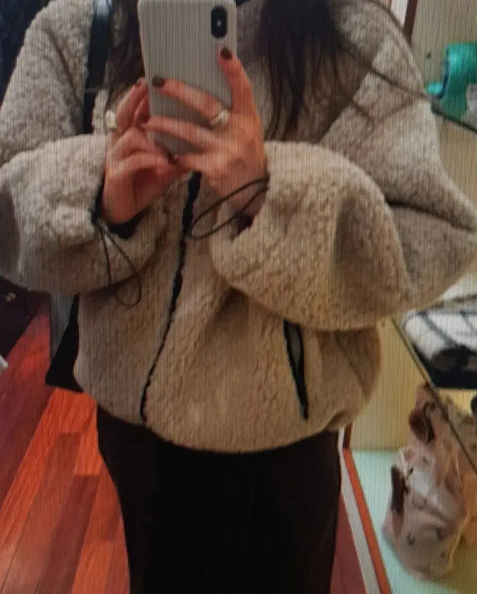 海外配送 ベージュ ボア シープスキン フリース ジップアップ