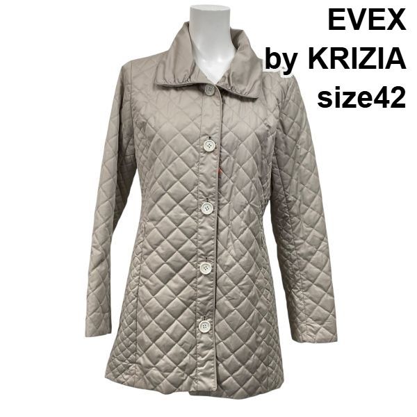 ◆ エヴェックスバイクリツィア EVEX by KRIZIA キルティングコート ジャケット 長袖 Aライン ベージュ 42 XL 13号 レディース S5W346