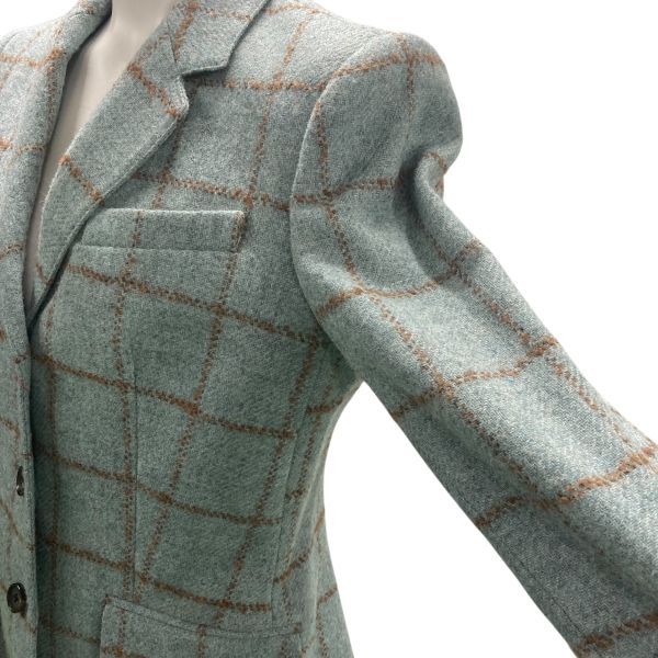ブルックスブラザーズ Brooks Brothers ジャケット チェック テーラード ブラウン ブルー 毛 2 M 9号 レディース W5Y001