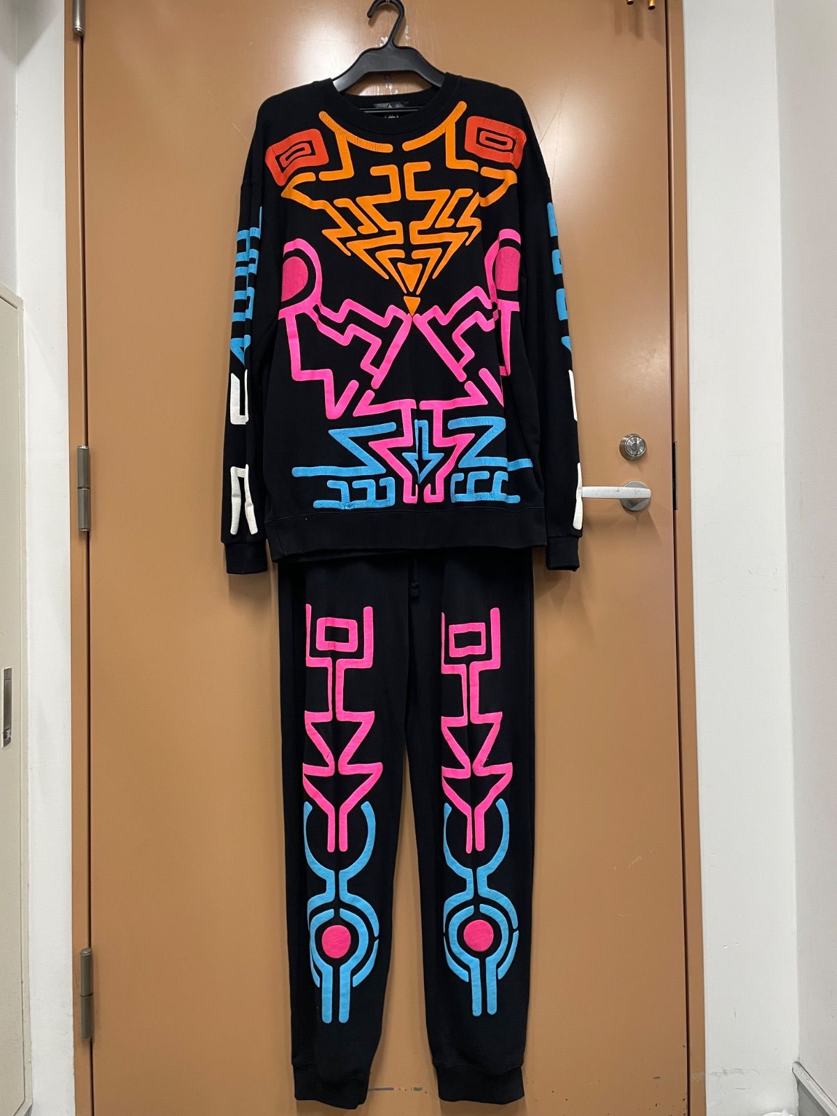 ZOMU セットアップ トレーナー-スウェットパンツ ブラック 原宿DOG