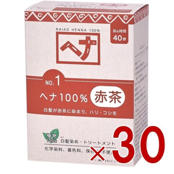 白髪染め ヘア ヘナ 100g No.1 赤茶系 Naiad ナイアード 剤 リング 毛染め トリートメント効果 30個