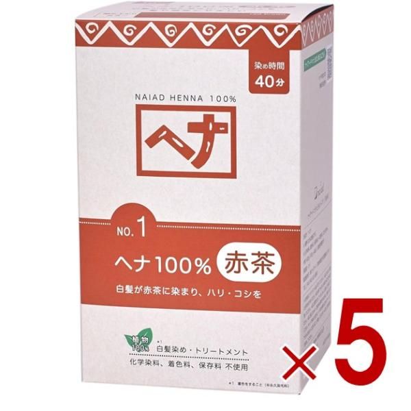 白髪染め ヘア ヘナ No.1 400g 赤茶系 Naiad ナイアード 剤 リング 毛染め トリートメント効果 5個