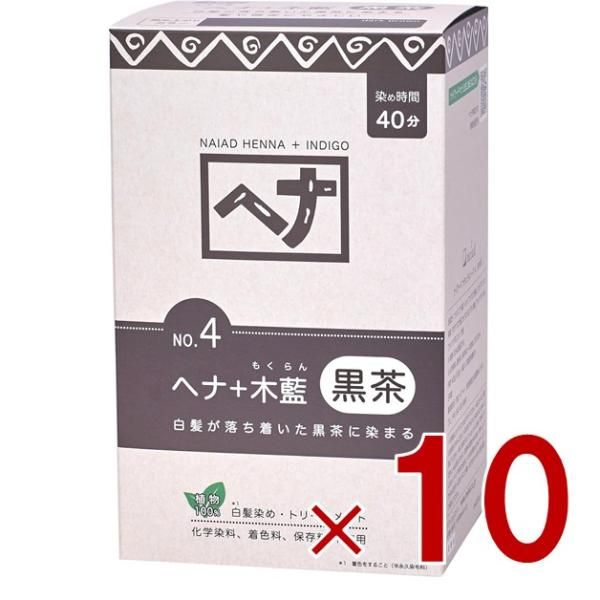 白髪染め ヘアカラー ヘナ No.4 400g 黒茶系 Naiad ナイアード カラー剤 カラーリング 毛染め トリートメント効果 10個
