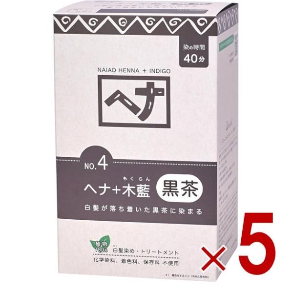 白髪染め ヘアカラー ヘナ No.4 400g 黒茶系 Naiad ナイアード カラー剤 カラーリング 毛染め トリートメント効果 5個