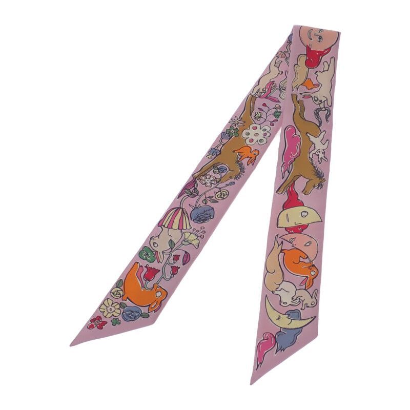 HERMES HERMES ツイリー MILLE ET UN LAPINS 千と一のウサギ 064007S 03 スカーフ シルク パープル レディース 小物