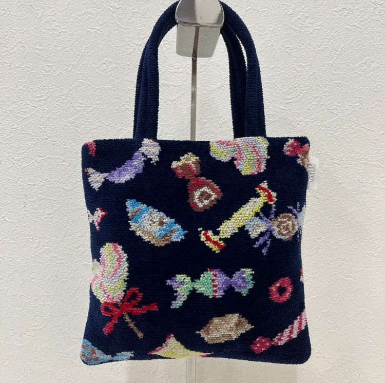 3750 良品 FEILER フェイラー ハンドバッグ キャンディバー ネイビー系