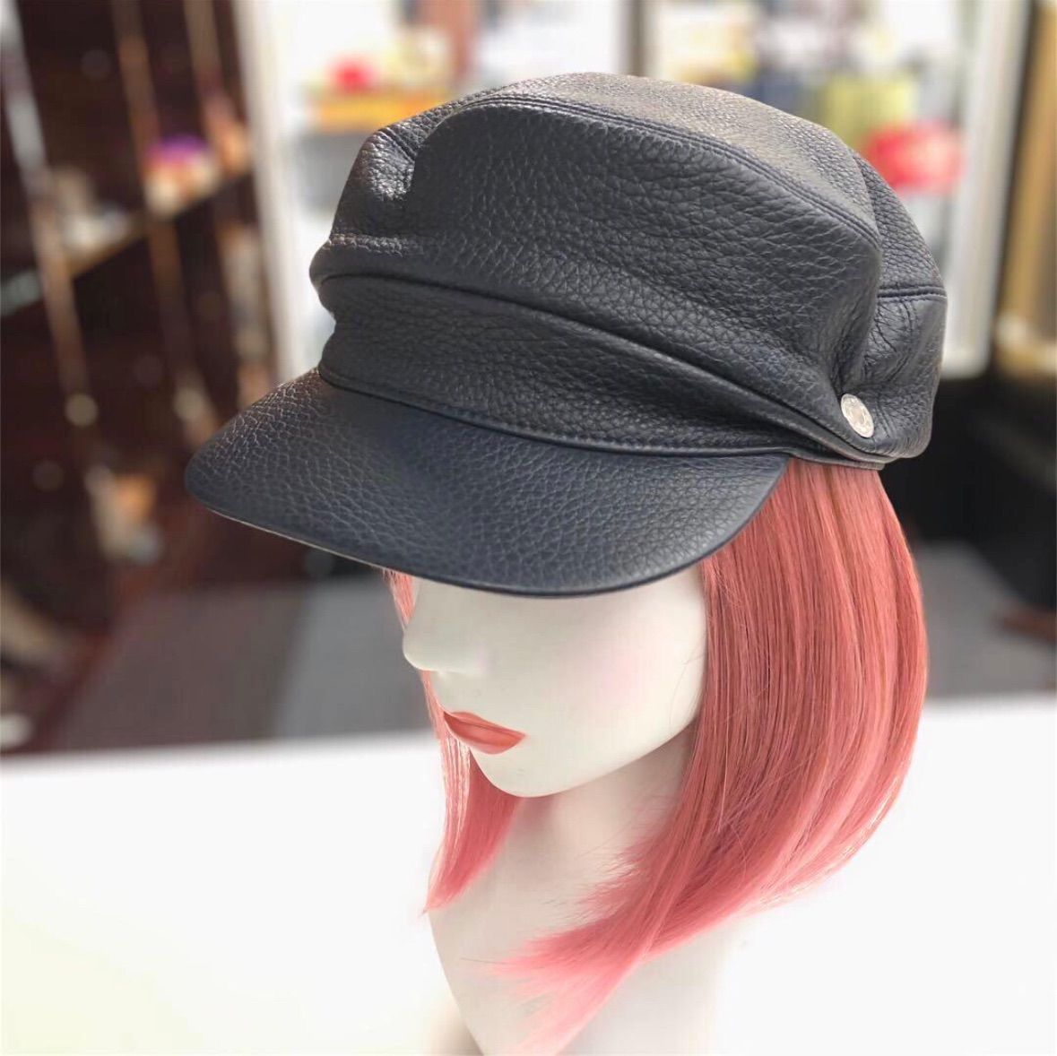 1775 エルメス キャスケット ディアスキン レザー ブラック 58