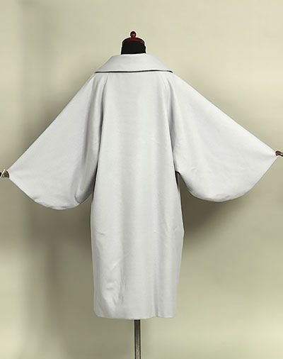 贈り物 eha3325 カシミヤ混 へちま衿 和装用 ロングコート スカイグレー レディース