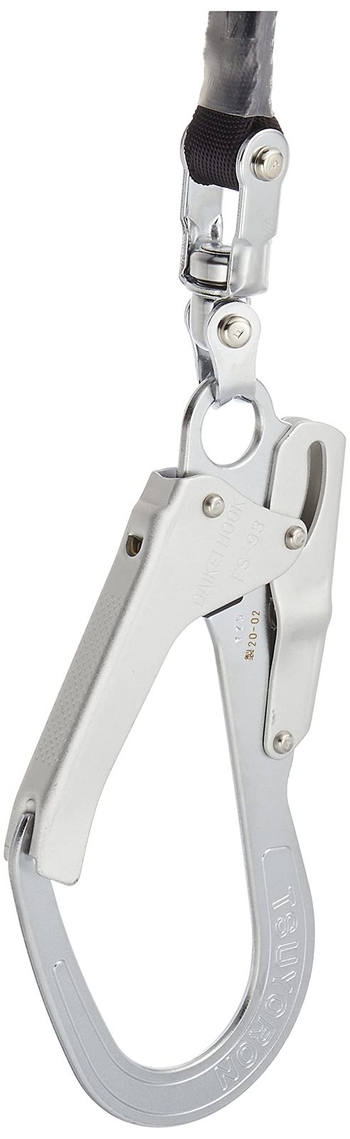 藤井電工 新規格 フルハーネス用ランヤード ワンハンドリトラ 巻取式 ロック機構付き シングルランヤード THL-TOR-93SV-33-R23 1丁掛けランヤー ワンハンドリトラ アルミフックSV 人体側フック フック式 シングルランヤード