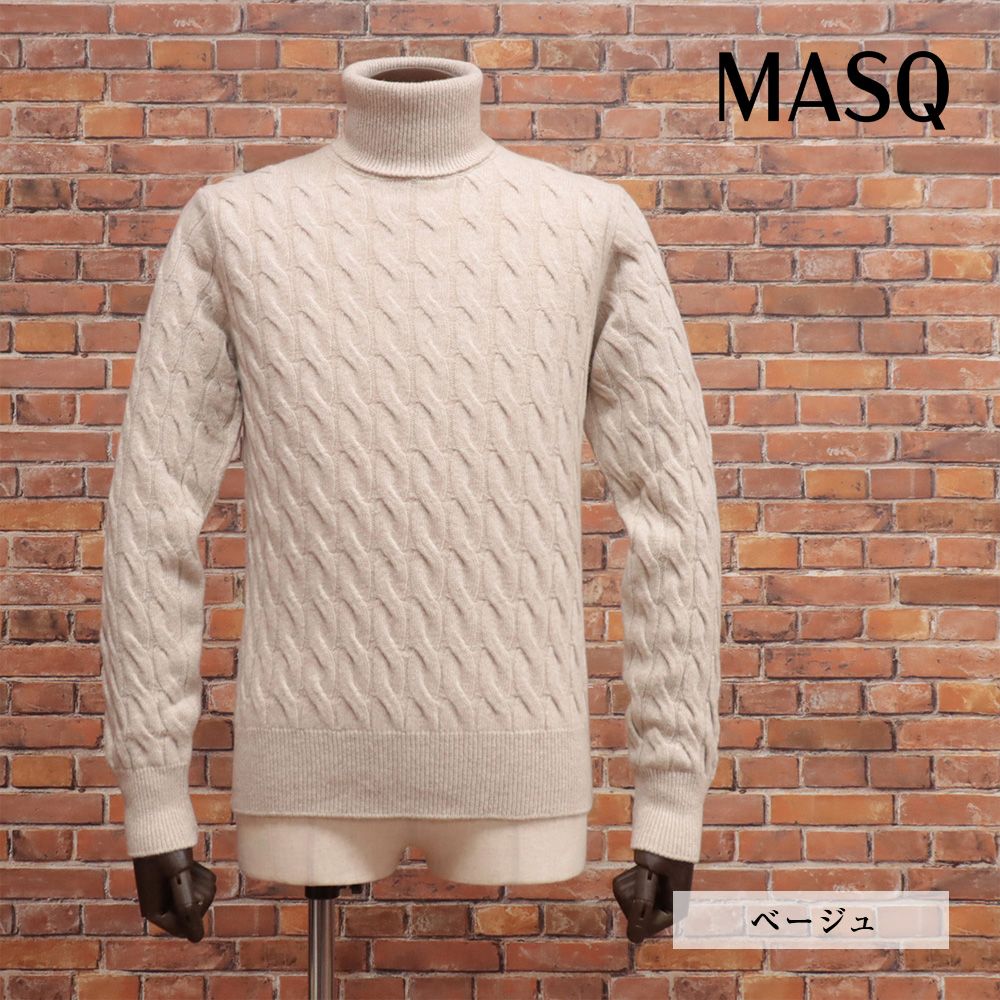 秋冬⁄MASQ⁄Sサイズ⁄長袖ニット イタリア製 スクエア柄 メリノ