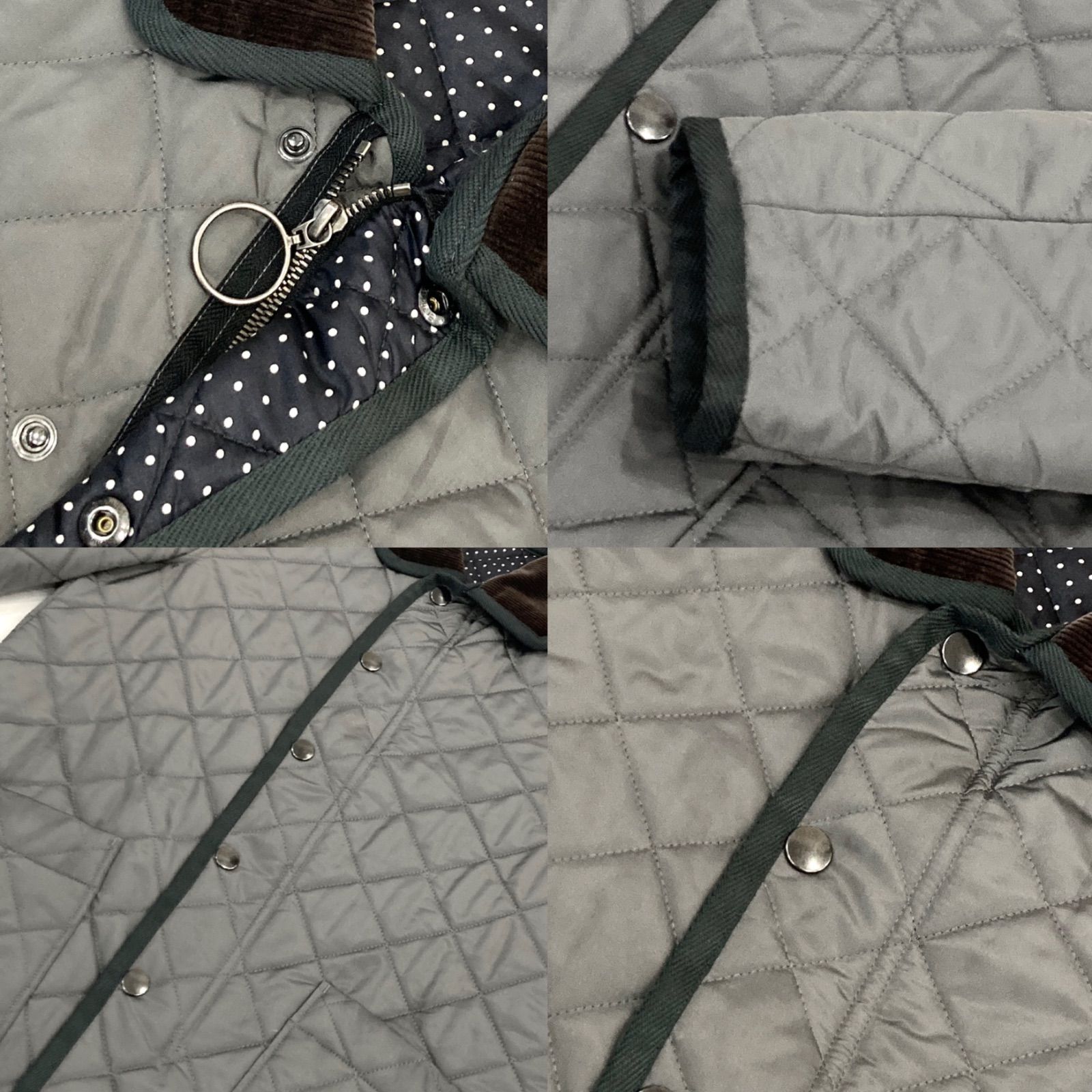 Paul Smith キルティングジャケット コート リングジップ ダイヤモンドステッチ ドット裏地 軽量 中綿 ポールスミス 定価6万円 灰