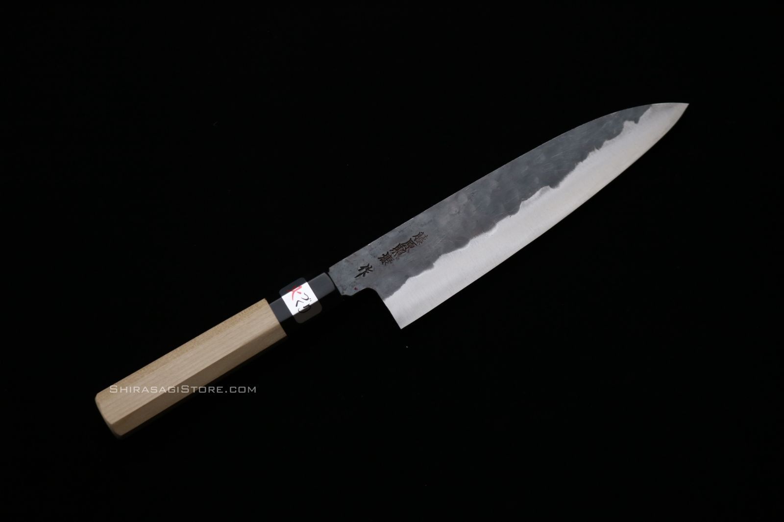 藤原照康作 牛刀 包丁 伝家の宝刀 朴木八角水牛柄 195mm