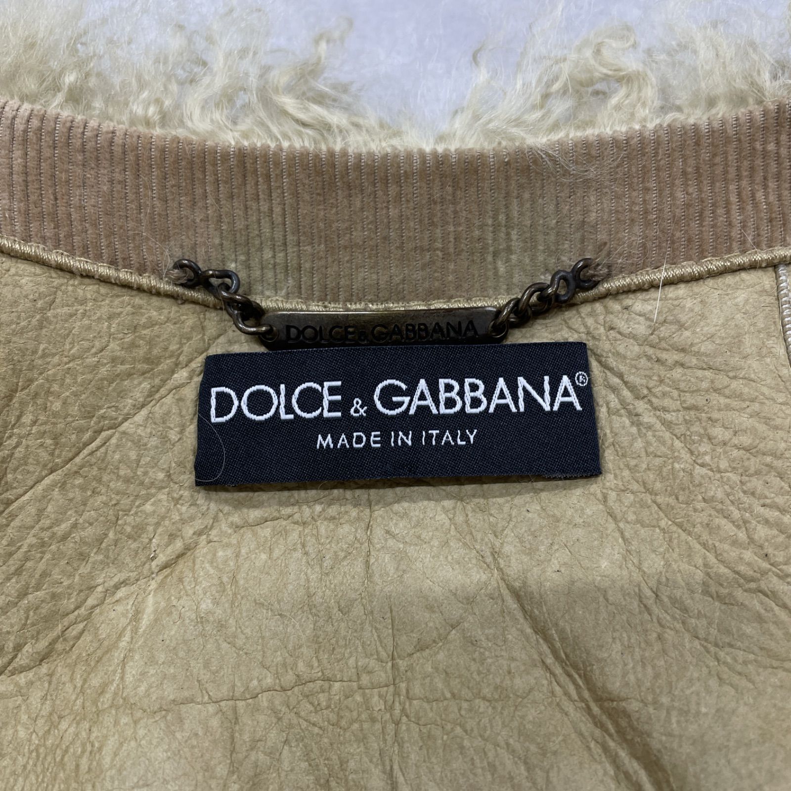 イタリア製 ドルチェ＆ガッバーナ カルガンラム ファー ジャケット 38 黒 Dolce & Gabbana ドルチェ＆ガッバーナ ロゴ ボンバージャケット