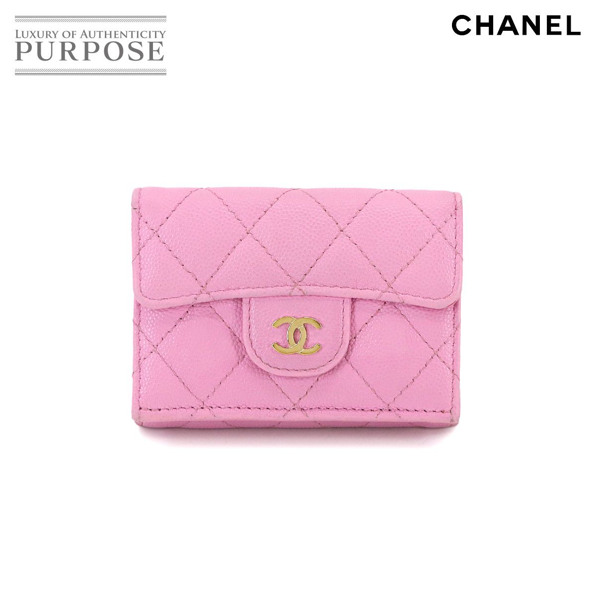 シャネル CHANEL マトラッセ クラシック スモール フラップ ウォレット 三つ折り 財布 キャビアスキン ピンク AP0230 Wallet 90296860