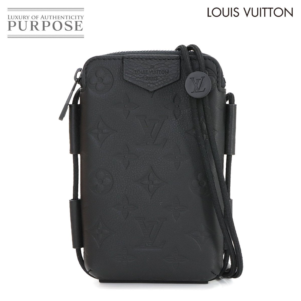 ルイ ヴィトン LOUIS VUITTON モノグラム シャドウ レースアップ ポーチ ショルダー バッグ レザー M12601 90299252