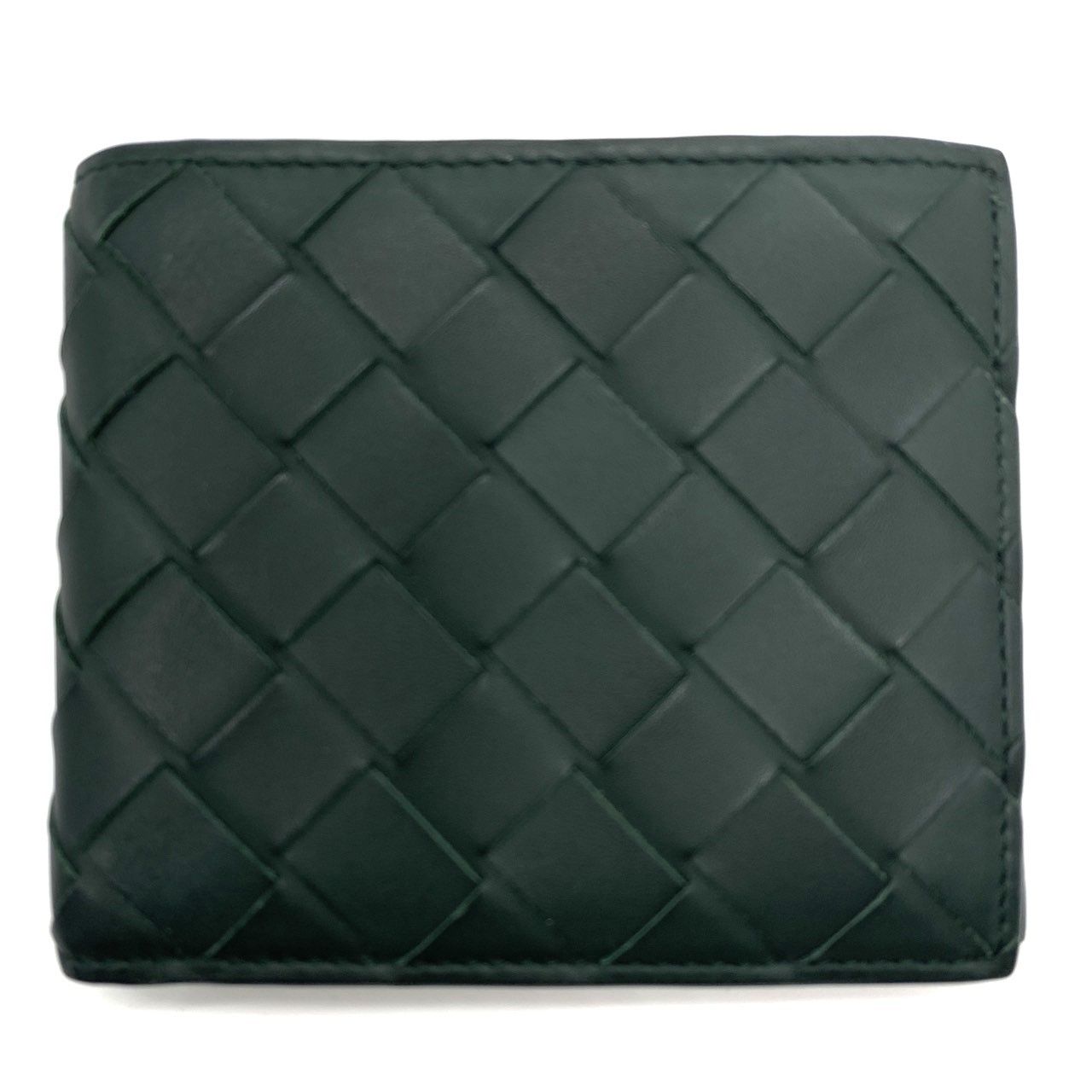 ボッテガヴェネタ イントレチャート 札入れ カーキ ユニセックス レザー 二つ折り財布 BOTTEGAVENETA ABランク