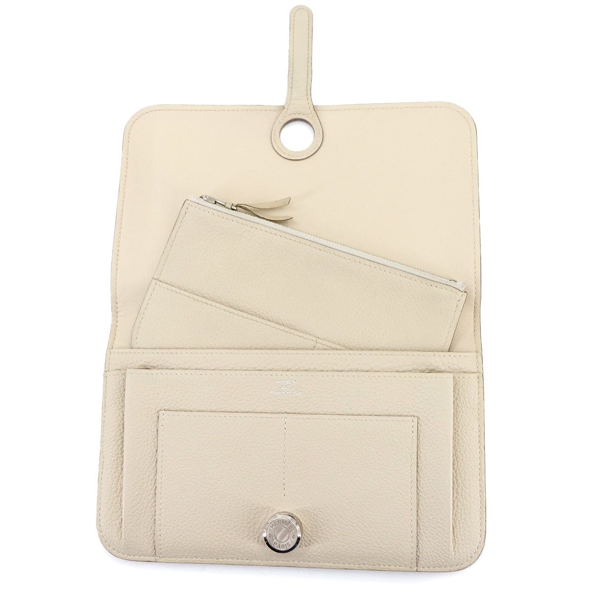 エルメス HERMES ドゴン GM 二つ折り 長財布 トゴ クレ X刻印 シルバー