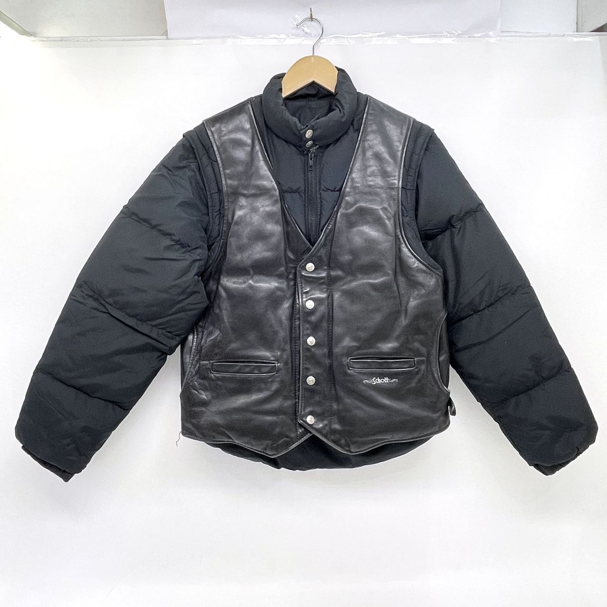 Schott ショット 2way レザー ダウンジャケット サイズ40 ブラック