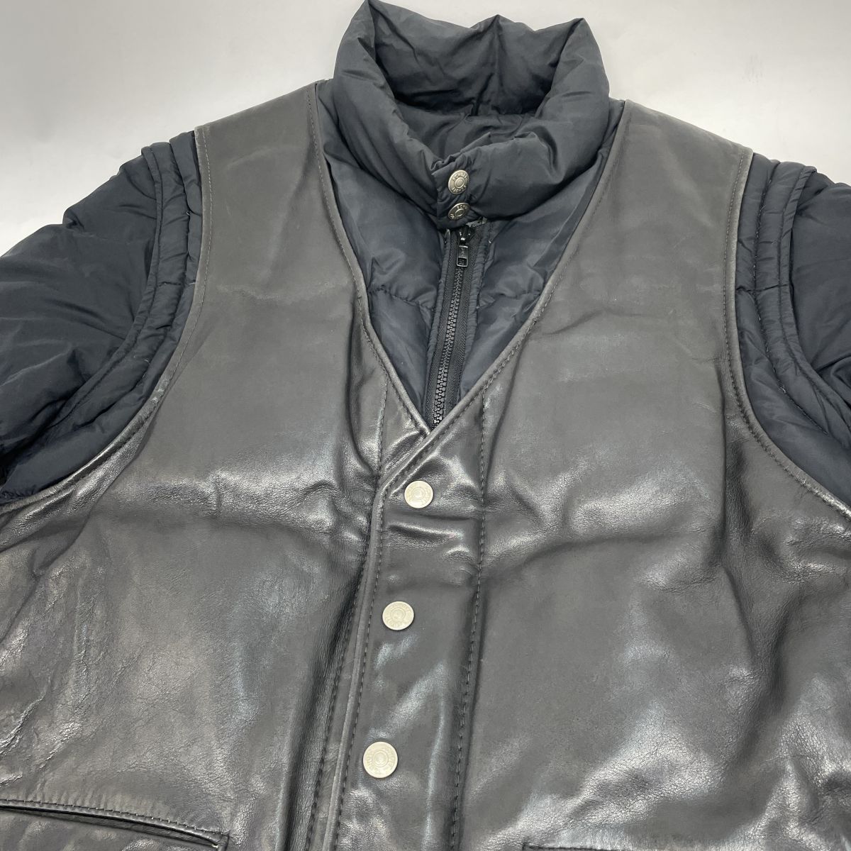 Schott ショット 2way レザー ダウンジャケット サイズ40 ブラック