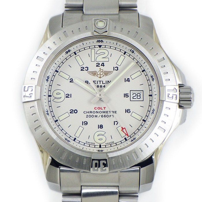 ブライトリング Breitling 腕時計 コルト A74388 シルバー文字盤 デイト 夜光針 インデックス SS クオーツアナログ